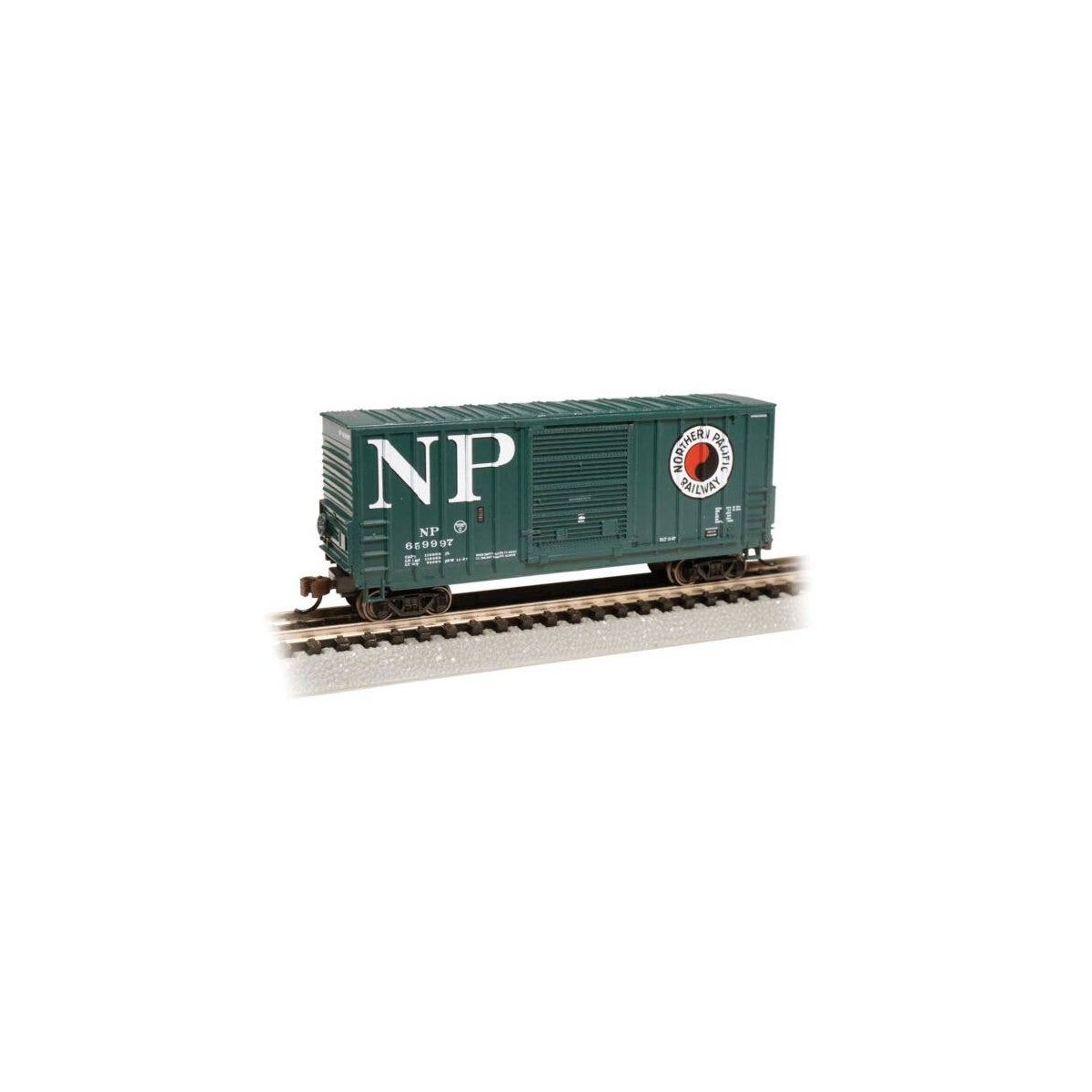 40′ Hi-Cube Outside-Braced Boxcar - Ready to Run -- Northern Pacific 659997 (green, white, La, N, Bachmann Industries 18256