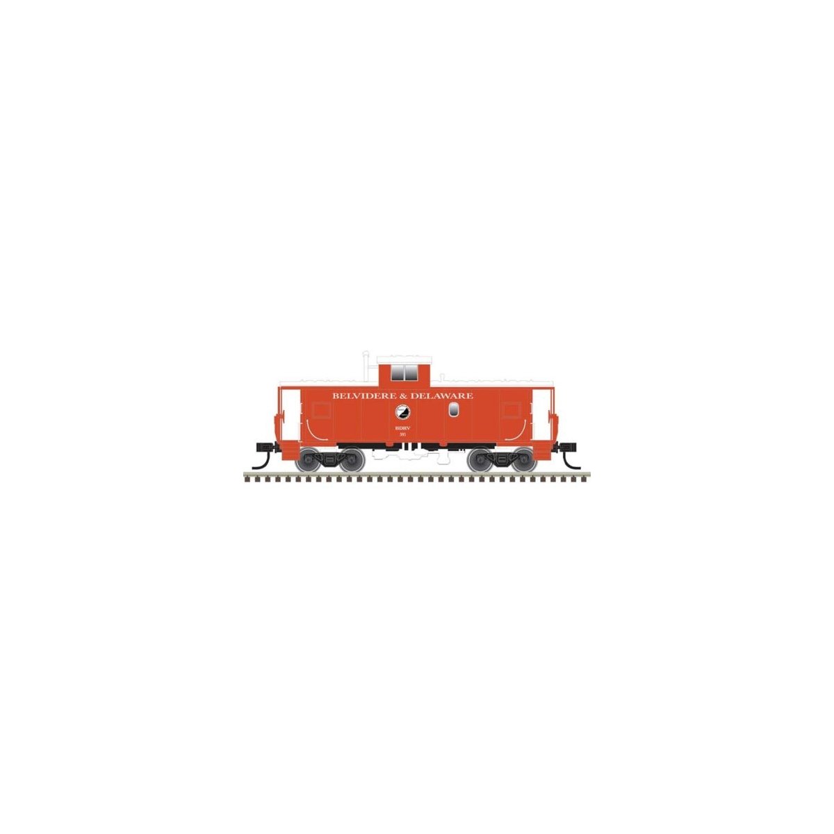 Standard-Cupola Caboose - Ready to Run - Master(R) -- Belvidere & Delaware 595 (red, black), HO, Atlas Model Railroad Co. 200079