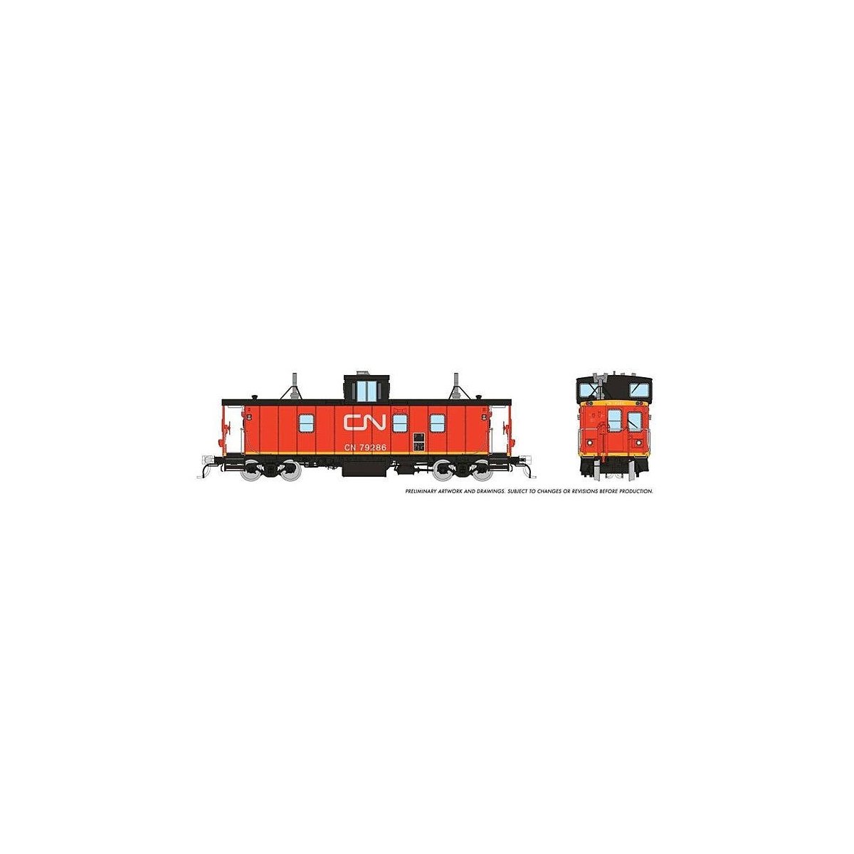 Hawker-Siddeley Caboose - Ready to Run -- Canadian National 79286 (Late, red, black, black steps, International Servi, HO, Rapid