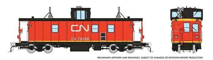 Hawker-Siddeley Caboose - Ready to Run -- Canadian National 79286 (Late, red, black, black steps, International Servi, HO, Rapid