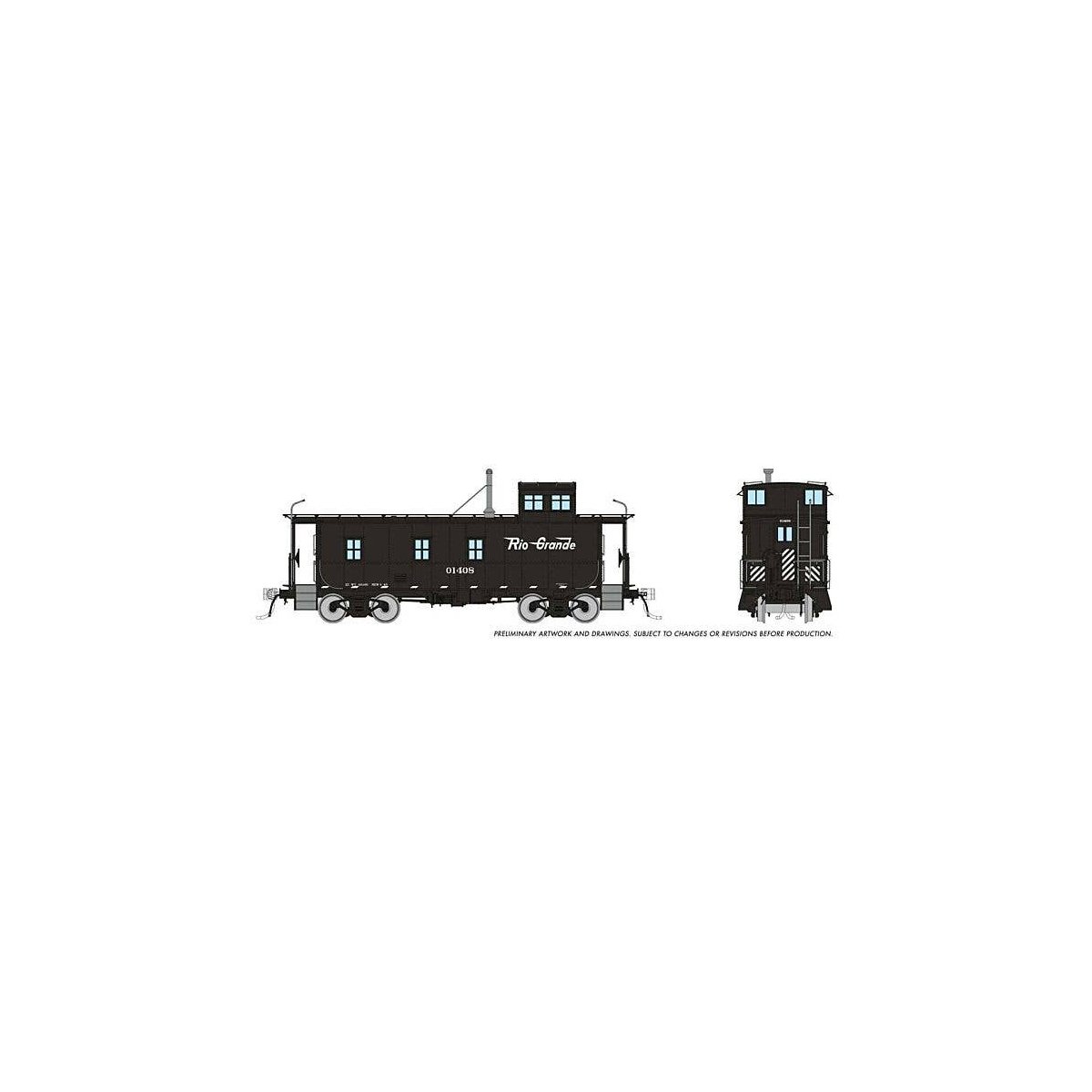 D&RGW End-Cupola Steel Caboose As-Delivered - Ready to Run -- Denver & Rio Grande Western 01430 (black, white, Flying Grande), H