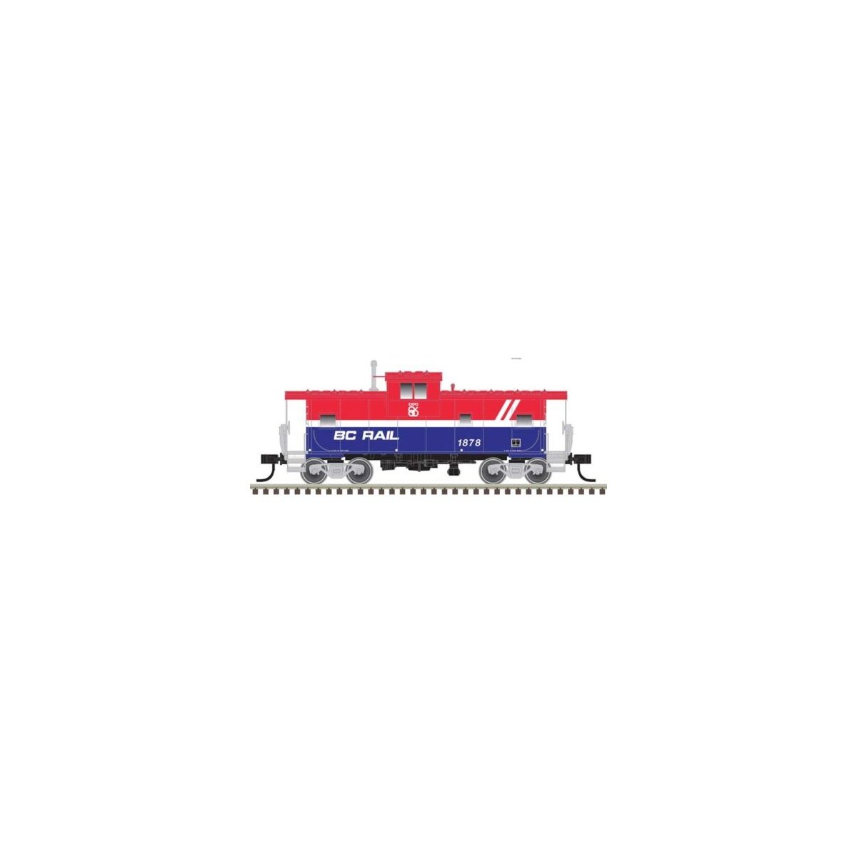 Extended-Vision Caboose - Ready to Run - Master(R) -- BC Rail 1878 (red, white, blue), N, Atlas Model Railroad Co. 50007301