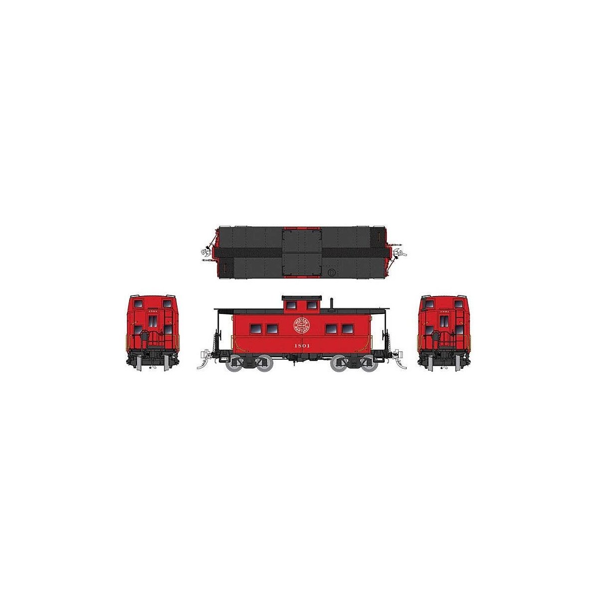 Northeastern-Style Steel Caboose - Ready to Run -- Western Maryland 1801 (As-Delivered, red, black), HO, Rapido Trains Inc 14402