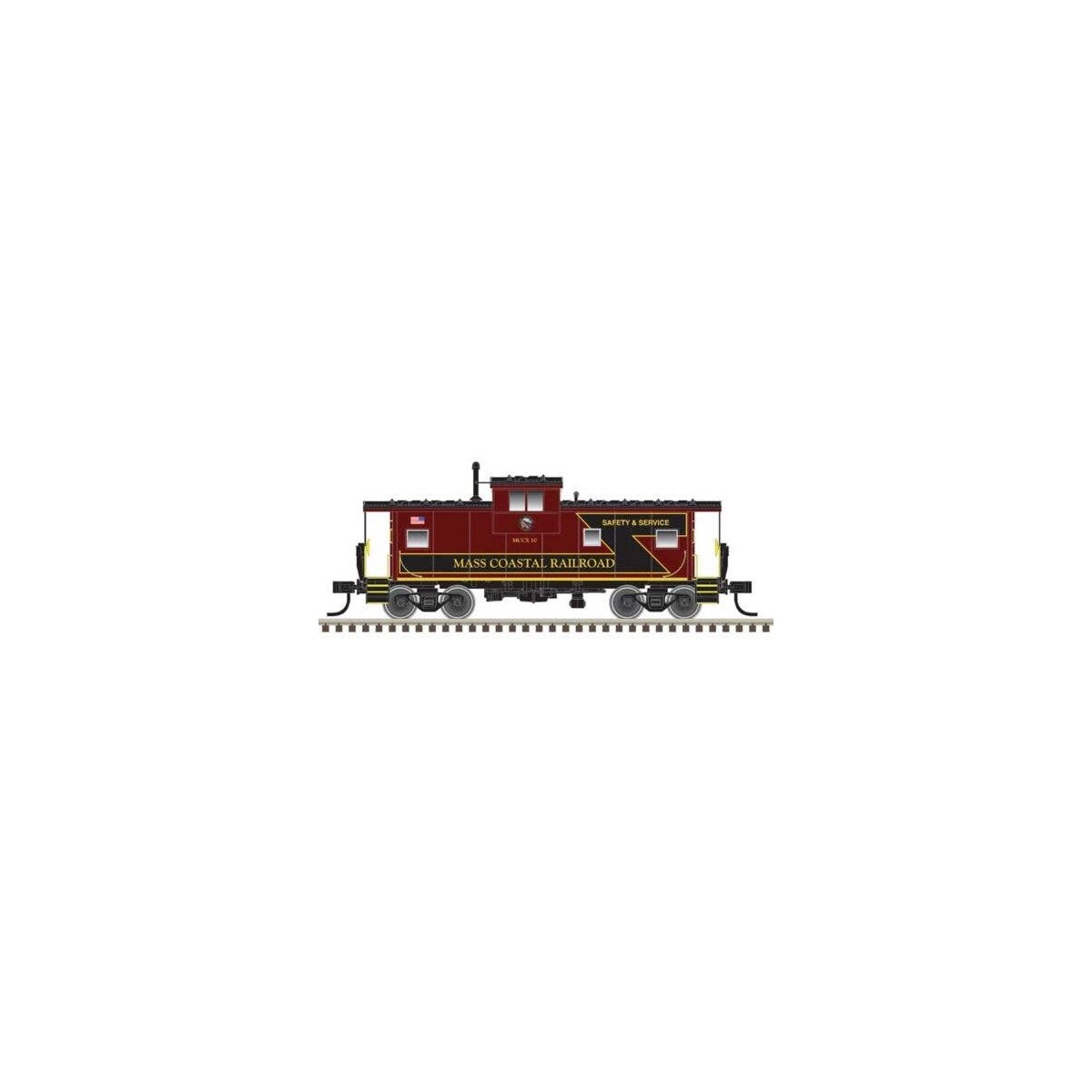 Extended-Vision Caboose - Ready to Run - Master(R) -- Mass Coastal 10 (red, black, yellow), N, Atlas Model Railroad Co. 50007312