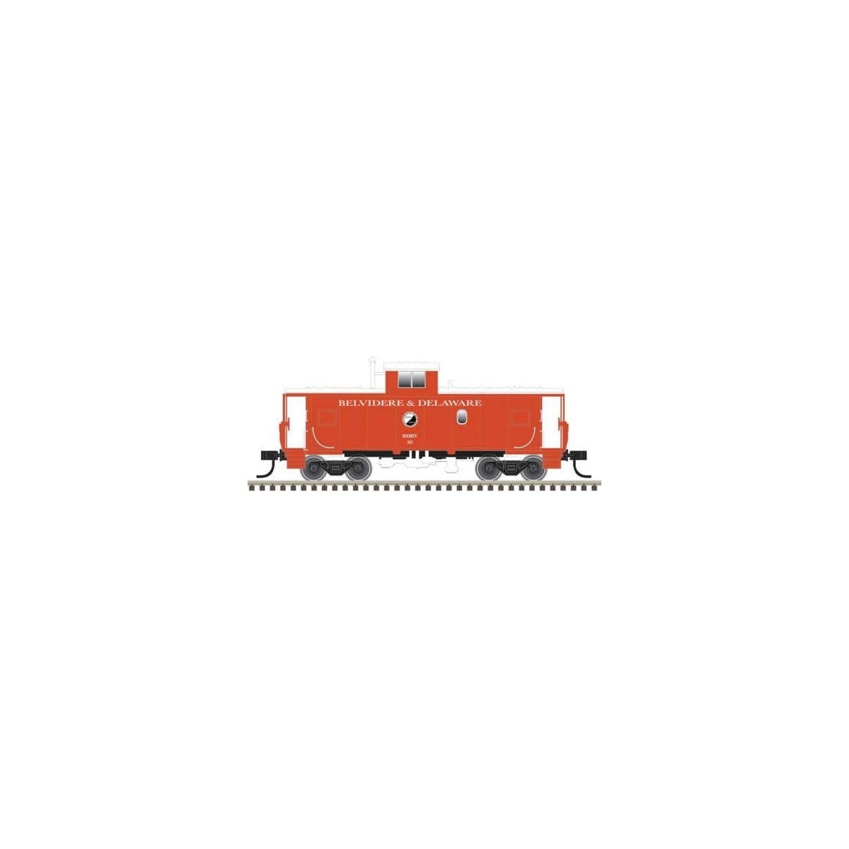 Standard-Cupola Caboose - Ready to Run - Master(R) -- Belvidere & Delaware 595 (red, black), N, Atlas Model Railroad Co. 5000731