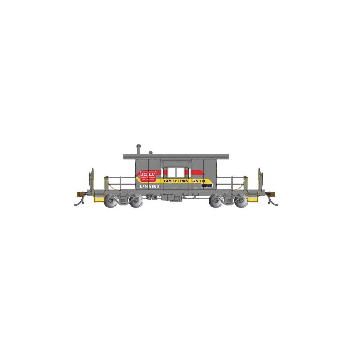 Transfer Caboose - Ready to Run - Silver Series(R) -- Family Lines L&N 6600 (gray, yellow, red), HO, Bachmann Industries 76405