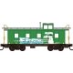 36′ Riveted-Steel Cupola Caboose - Ready to Run -- Burlington Northern 11469 (Weathered, Cascade Green, white, Christmas Graff