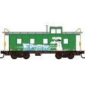 36′ Riveted-Steel Cupola Caboose - Ready to Run -- Burlington Northern 11469 (Weathered, Cascade Green, white, Christmas Graff