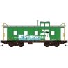 36′ Riveted-Steel Cupola Caboose - Ready to Run -- Burlington Northern 11469 (Weathered, Cascade Green, white, Christmas Graff