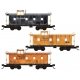 36′ Riveted-Steel Cupola Caboose 3-Pack - Ready to Run -- Denver & Rio Grande Western 01393 (black), 01466, 01417 (Aspen Gold)