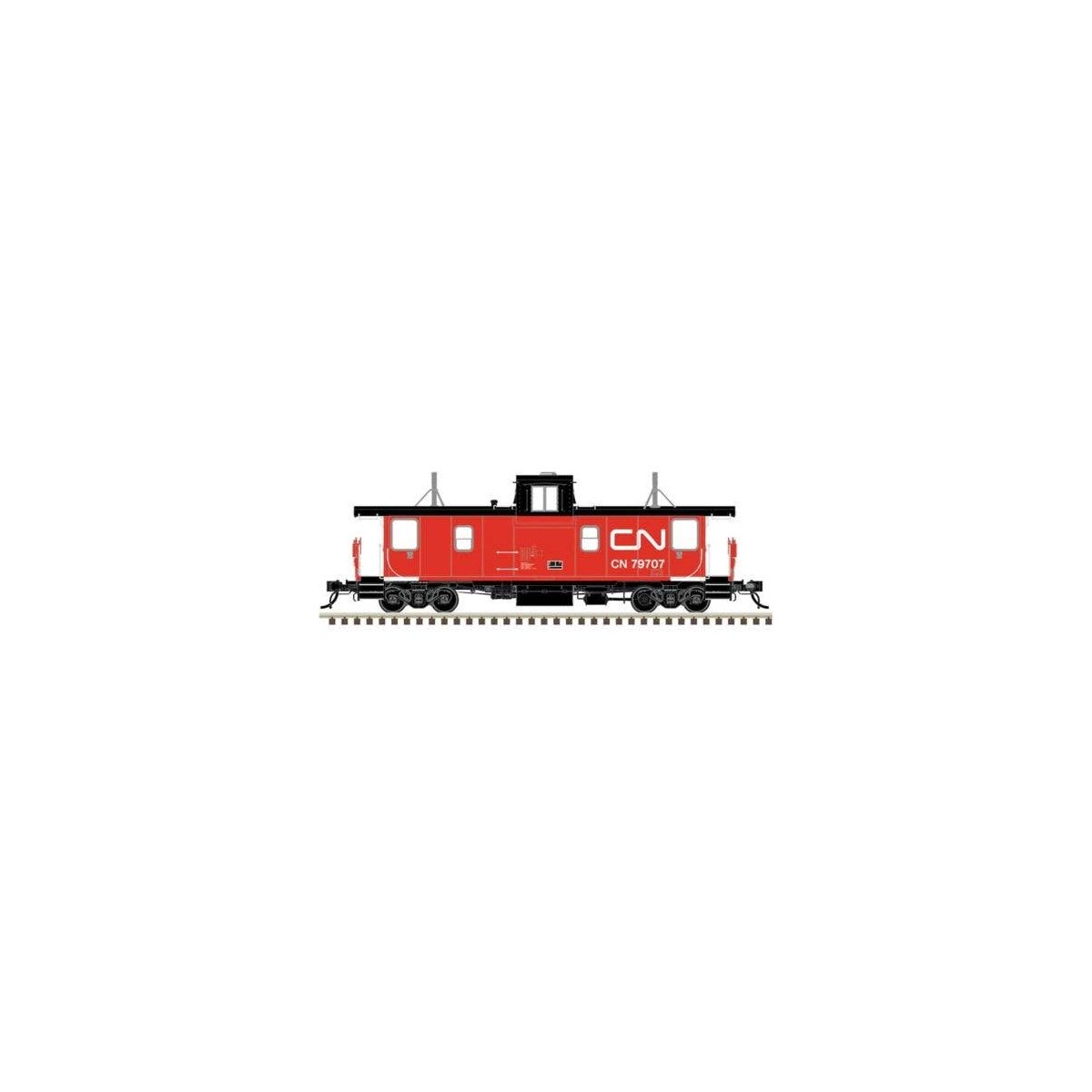 Pointe Ste. Charles PSC Caboose - Ready to Run -- Canadian National 79568 (red, black, white Corner Still Stripe), HO, Atlas Mod