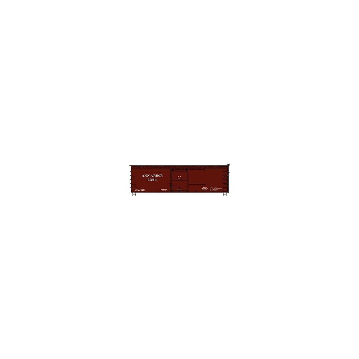36′ Double-Sheathed Wood Boxcar w/Steel Roof, Wood Ends, Fishbelly - Kit -- Ann Arbor 6285 (Boxcar R, HO, Accurail Inc 1710