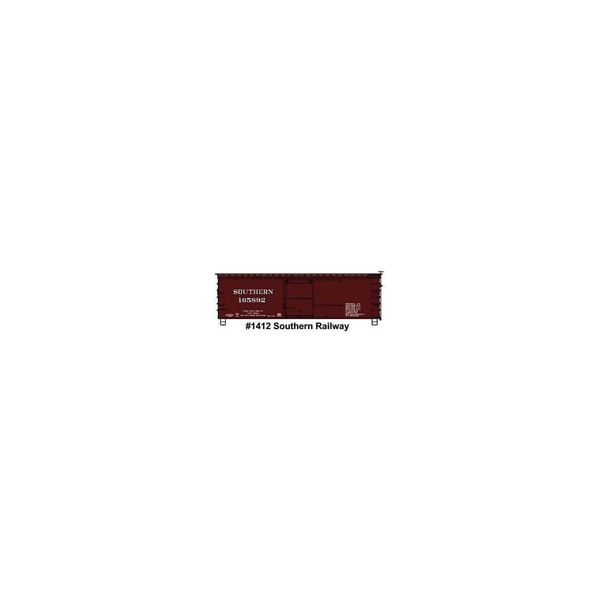 36′ Double-Sheathed Wood Boxcar w/Steel Roof, Ends, Straight Underframe - Ki -- Southern Railway 165, HO, Accurail Inc 1412