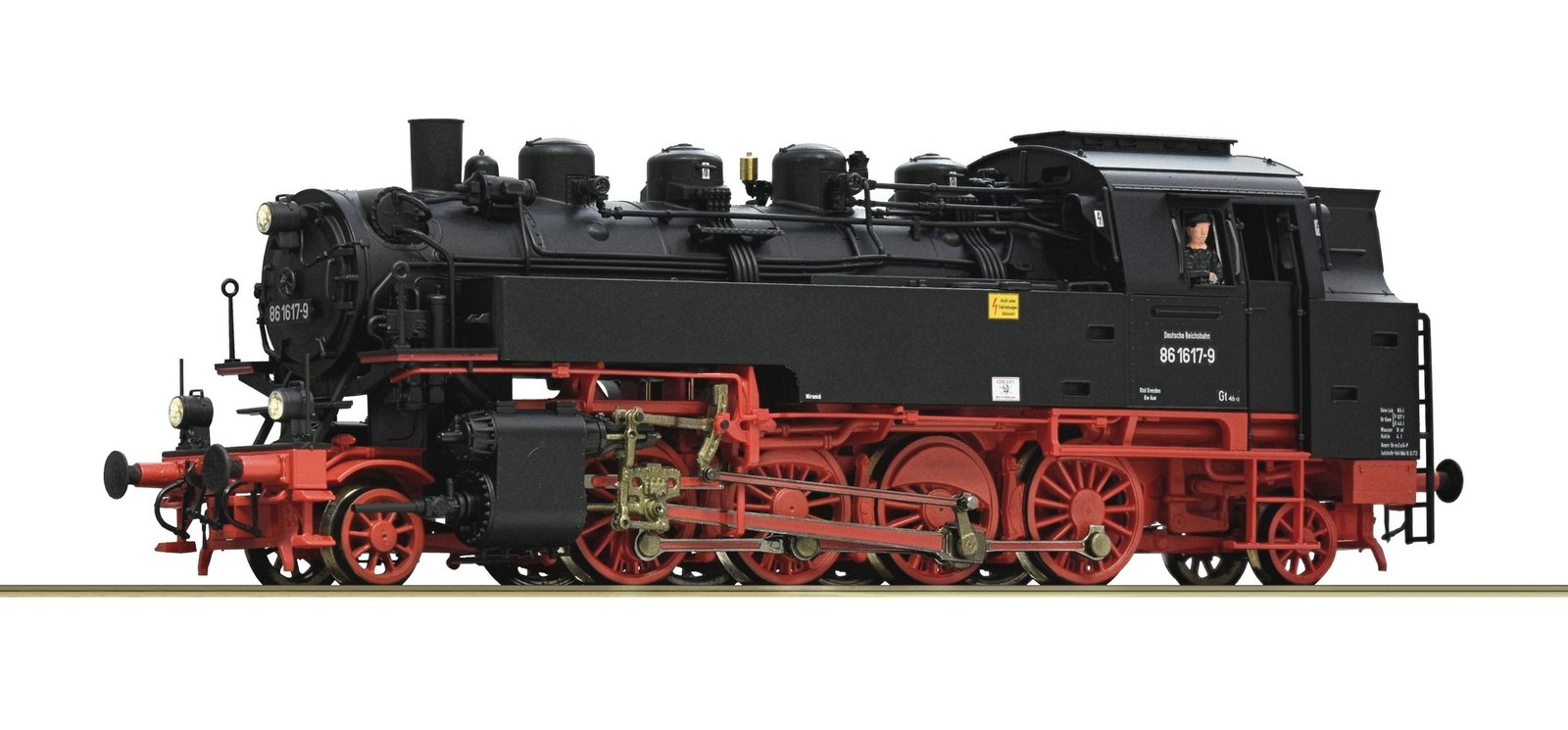 Steam locomotive 86 1617-9, DR, HO, Roco 7110027
