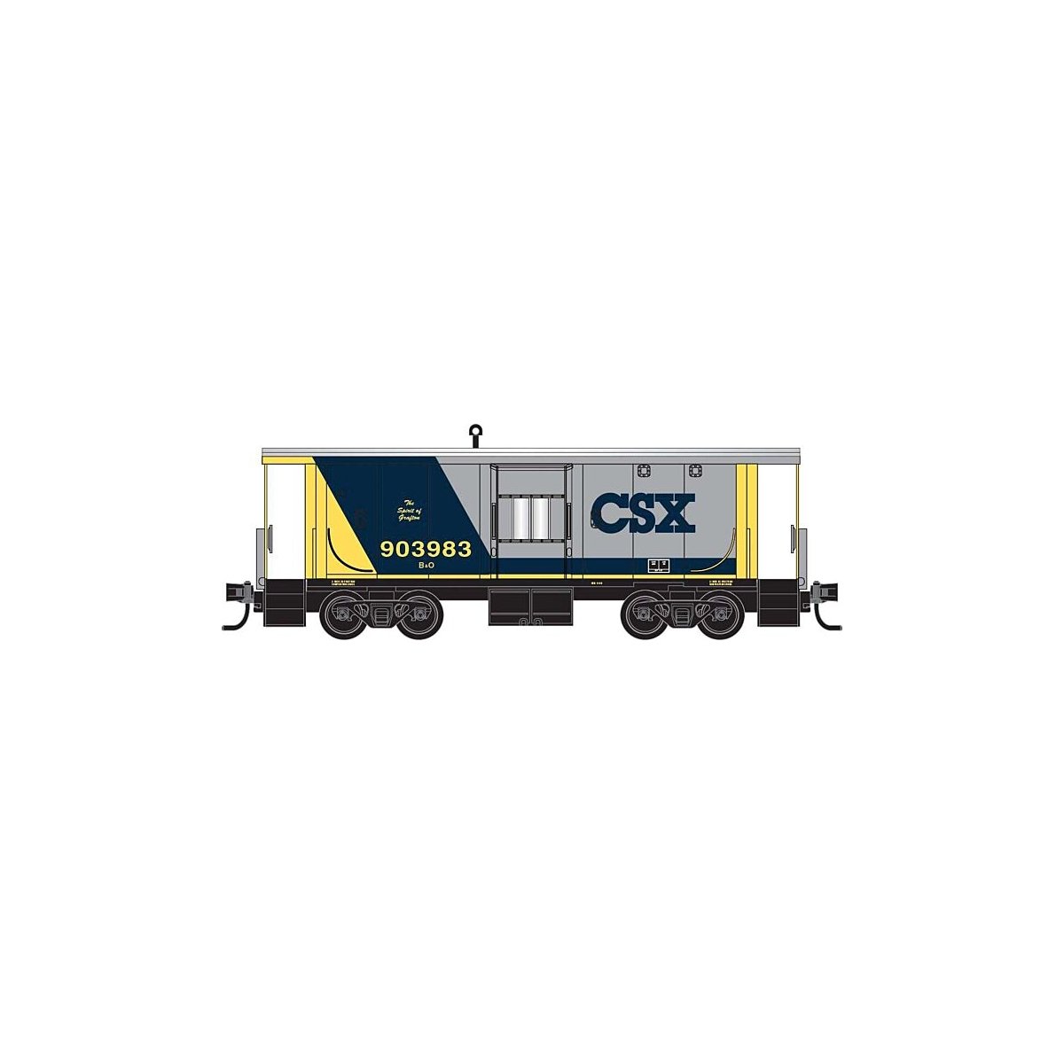 Steel Bay Window Caboose - Ready to Run -- CSX B&O 903983 Spirit of Grafton (gray, blue, yellow), N, Micro Trains Line 13000310