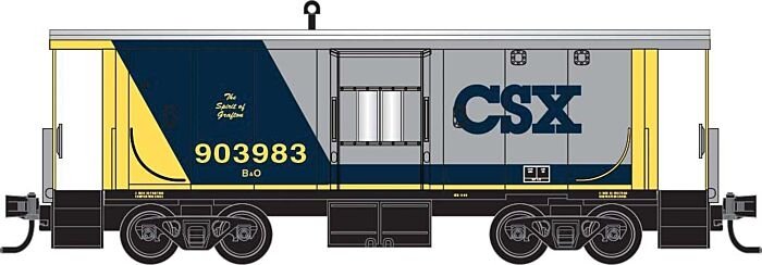 Steel Bay Window Caboose - Ready to Run -- CSX B&O 903983 Spirit of Grafton (gray, blue, yellow), N, Micro Trains Line 13000310