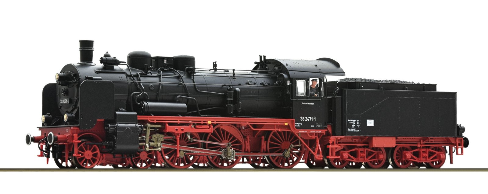 Steam locomotive 38 2471-1, DR, HO, Roco 71381