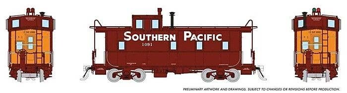 SP Class C-40-3 Steel Caboose with Roofwalk - Ready to Run -- Southern Pacific 1112 (1955 Modernized, Boxcar Red, orange, Large 