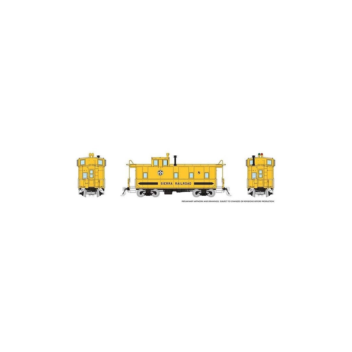 SP Class C-40-3 Steel Caboose No Roofwalk - Ready to Run -- Sierra RR 8 (1970, yellow, black), HO, Rapido Trains Inc 162022