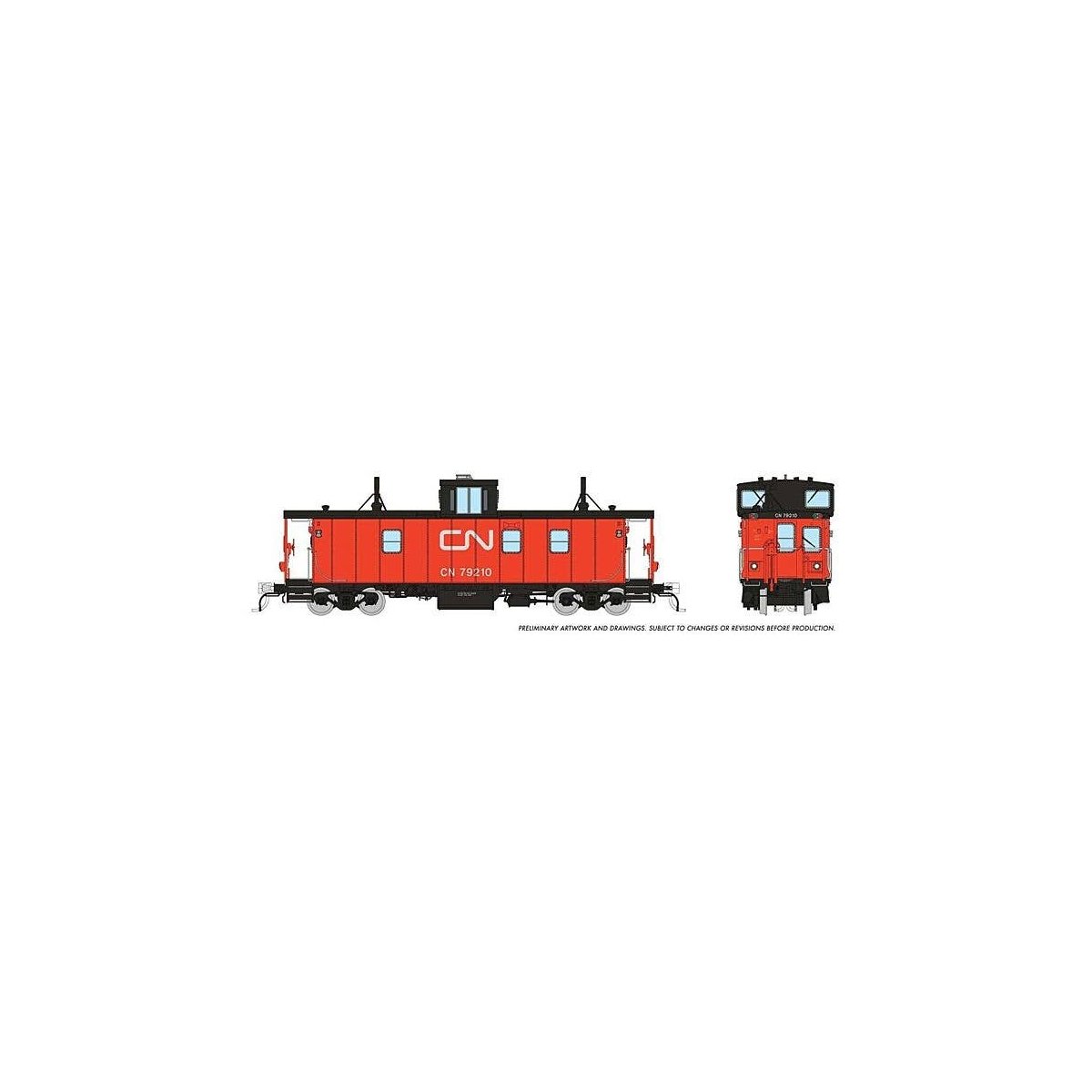 Hawker-Siddeley Caboose - Ready to Run -- Canadian National 79210 (Late, red, black, black steps), HO, Rapido Trains Inc 166009