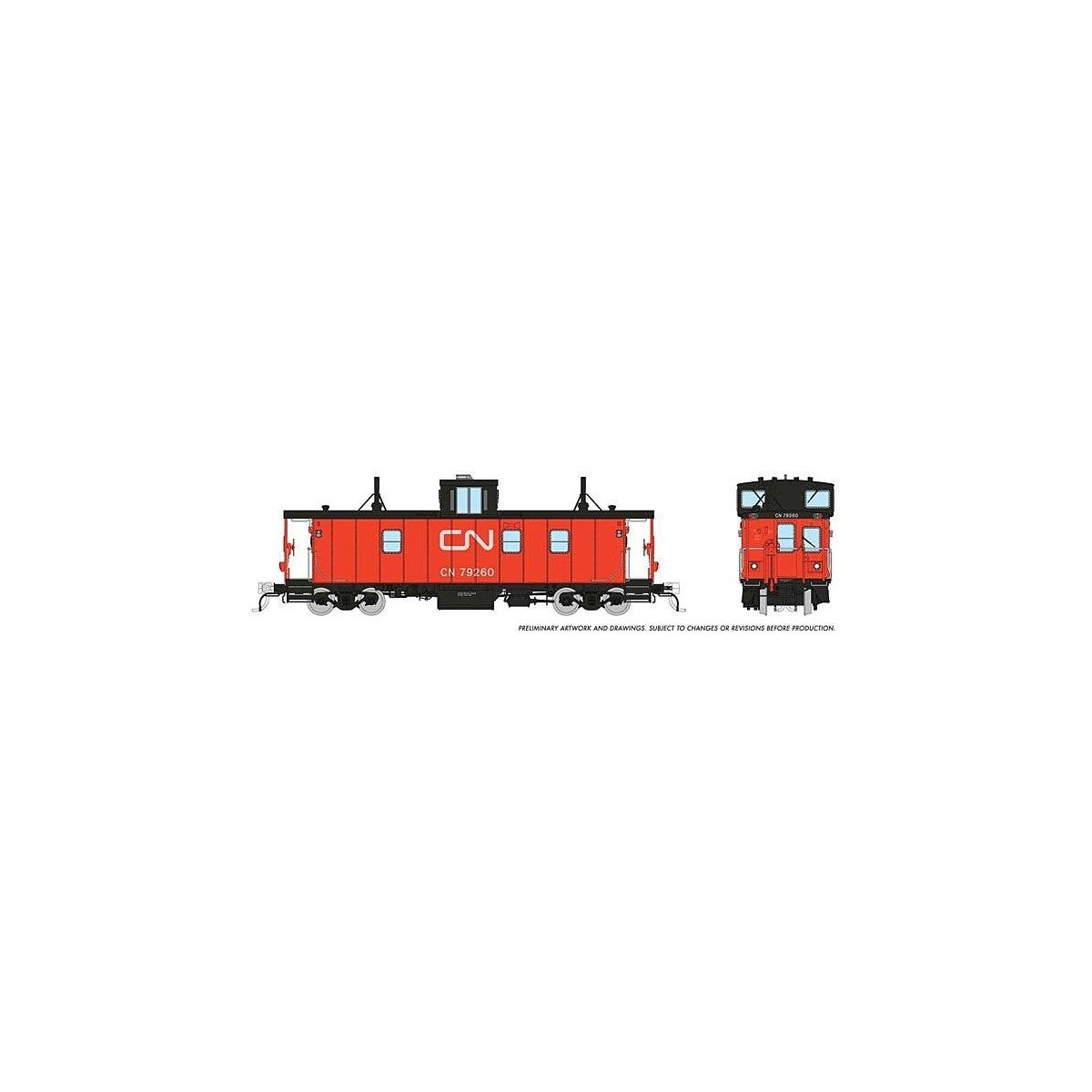 Hawker-Siddeley Caboose - Ready to Run -- Canadian National 79260 (Late, red, black, black steps), HO, Rapido Trains Inc 166014