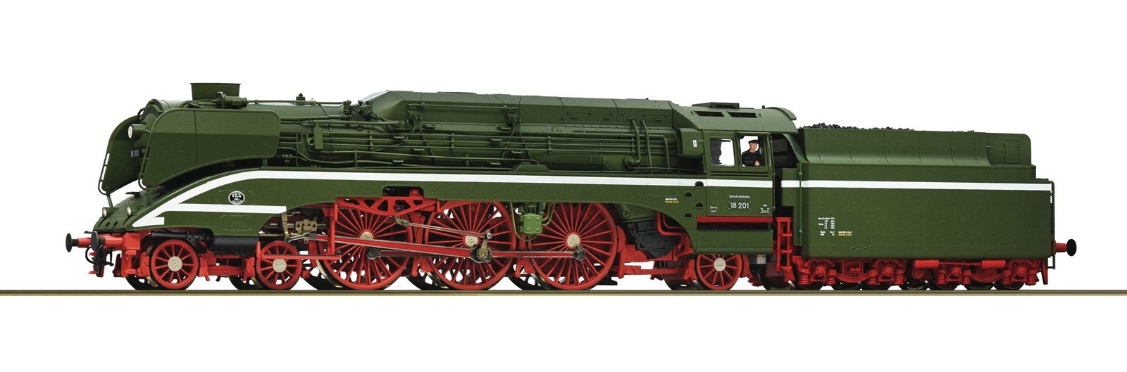 High-speed steam locomotive 18 201, coal-fired, DR, HO, Roco 7110006