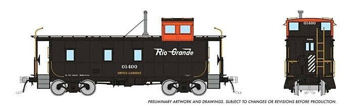 D&RGW End-Cupola Steel Caboose - Ready to Run -- Denver & Rio Grande Western 01404 (Switch Caboose Scheme, black, red, Flyin, HO
