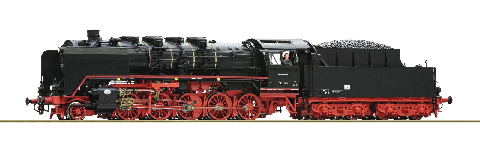 Steam locomotive 50 849, DR, HO, Roco 7120011