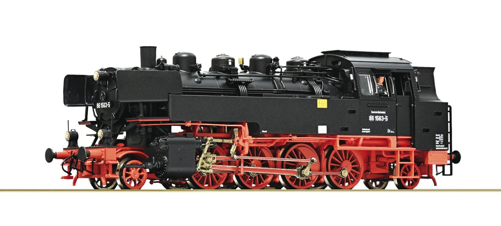 Steam locomotive 86 1563-5, DR, HO, Roco 7120032