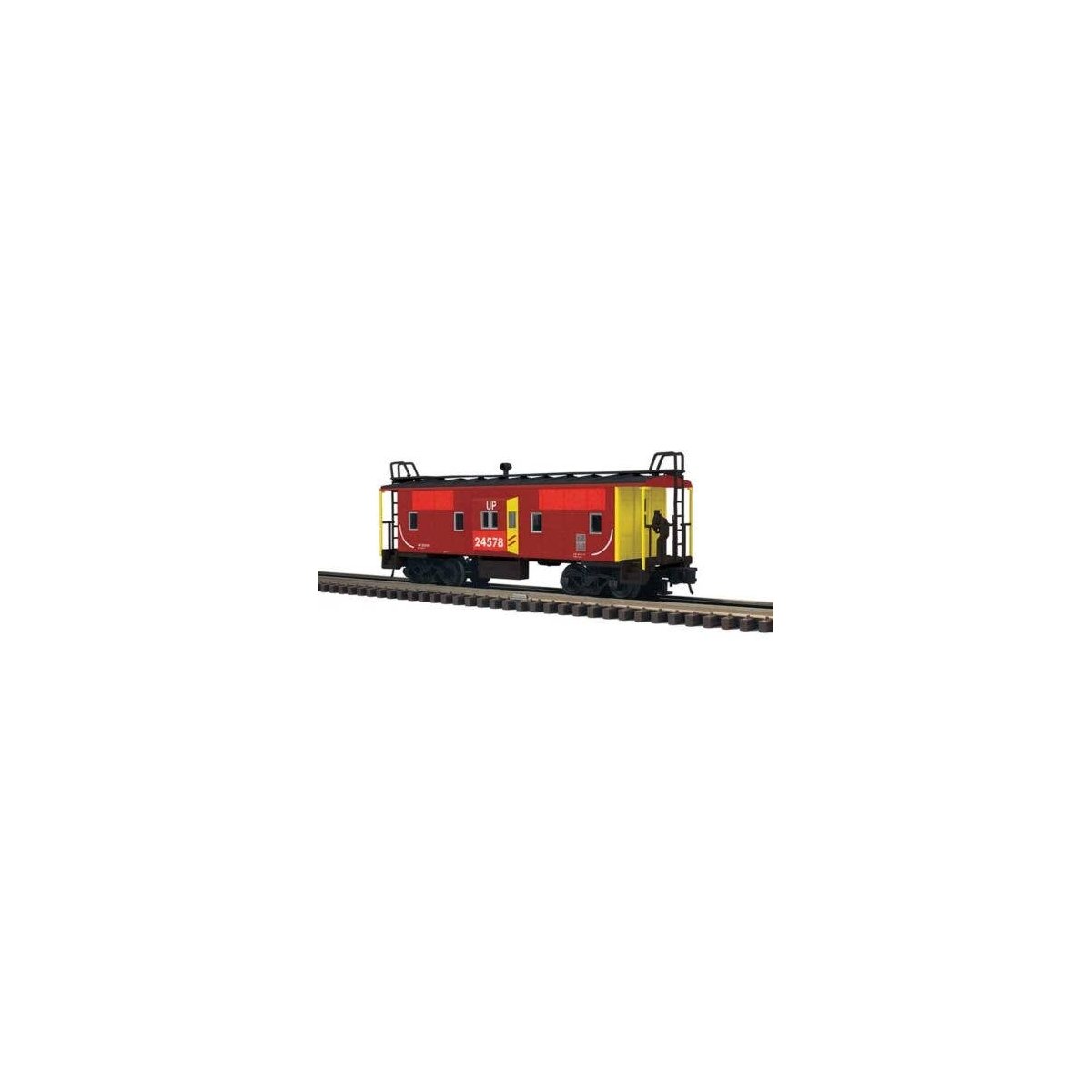 Bay Window Caboose - 2-Rail - Ready to Run - Trainman(R) -- Union Pacific (Patched Ex-Rock Island, red, yellow), O, Atlas O 2001