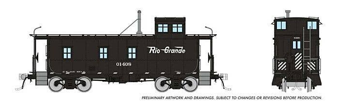 D&RGW End-Cupola Steel Caboose As-Delivered - Ready to Run -- Denver & Rio Grande Western 01416 (black, white, Flying Grande), H