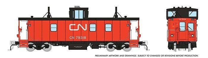 Hawker-Siddeley Caboose - Ready to Run -- Canadian National 79318 (As-Delivered, red, black, red/orange steps), HO, Rapido Train