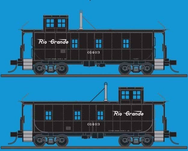DRGW 1400-Series Steel Cupola Caboose - Ready to Run -- Denver & Rio Grande Western 01403 (black, Flying Grande Logo), N, Trainw