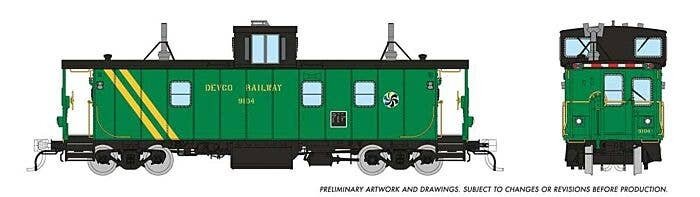 Hawker-Siddeley Caboose - Ready to Run -- Devco 9104 (green, yellow), HO, Rapido Trains Inc 166018