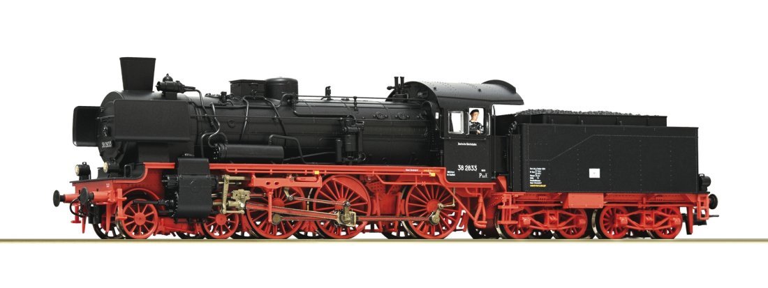 Steam locomotive 38 2833, DR, HO, Roco 71397