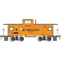 36′ Wide-Vision Caboose - Ready to Run - Silver Series(R) -- Milwaukee Road 993200 (orange, black, yellow), HO, Bachmann Indus