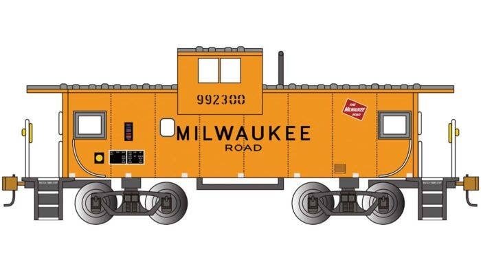 36′ Wide-Vision Caboose - Ready to Run - Silver Series(R) -- Milwaukee Road 993200 (orange, black, yellow), HO, Bachmann Indus