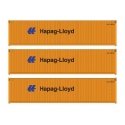 40′ Fully Corrugated Container - 3-Pack -- Hapag-Lloyd, HO, Walthers SceneMaster 18252