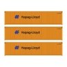 40′ Fully Corrugated Container - 3-Pack -- Hapag-Lloyd, HO, Walthers SceneMaster 18252