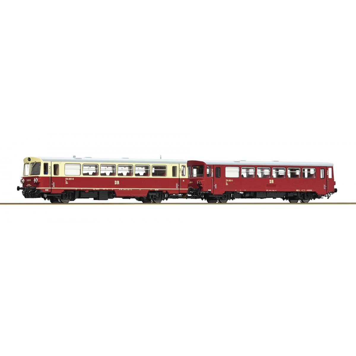 Diesel railcar 174 001-8 with sidecar, DR, TT, Roco 7790006