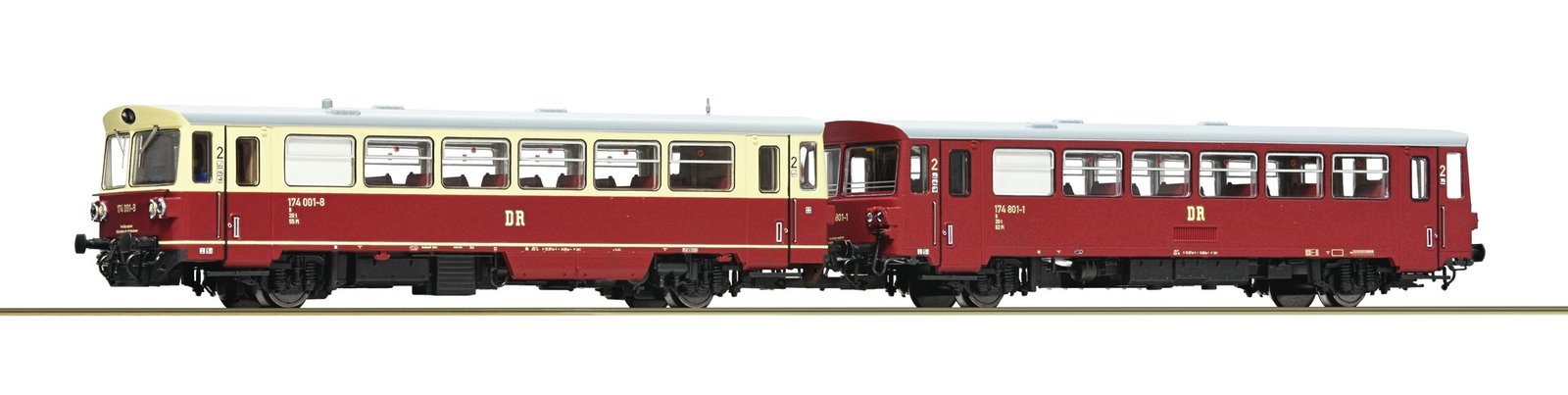 Diesel railcar 174 001-8 with sidecar, DR, TT, Roco 7790006