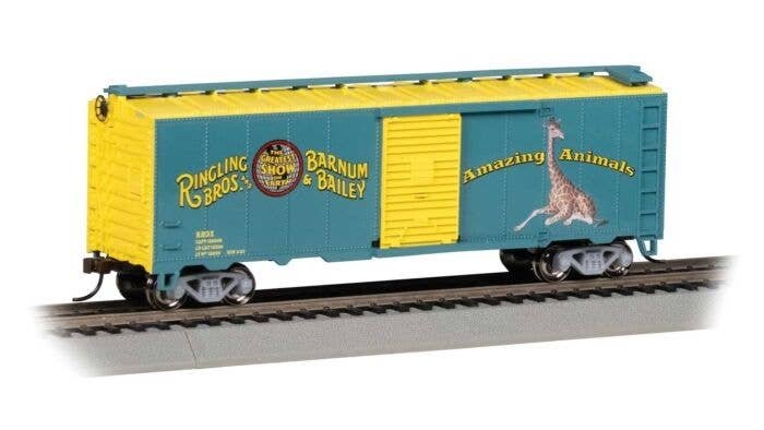Pullman-Standard PS-1 40′ Steel Boxcar - Ready to Run - Silver Series(R) -- Ringling Bros. & Barnum and Bailey Circus (blue, y