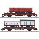 Type Ks 3300, Ks 3301 Stake Car Set - 3-Rail - Ready to Run -- German State Railroad DR w/Circus Busch Trailer Loads (Era IV 198