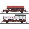 Type Ks 3300, Ks 3301 Stake Car Set - 3-Rail - Ready to Run -- German State Railroad DR w/Circus Busch Trailer Loads (Era IV 198