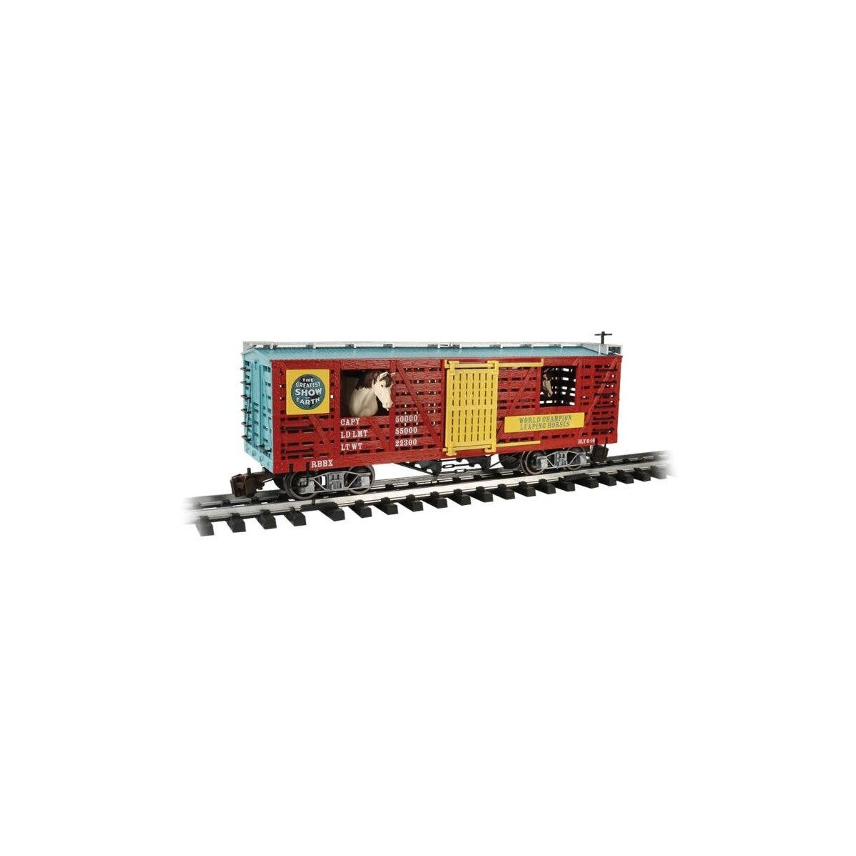 Animated Stock Car with Horses - Ready to Run -- Ringling Bros. and Barnum & Bailey(TM), G, Bachmann Industries 92719