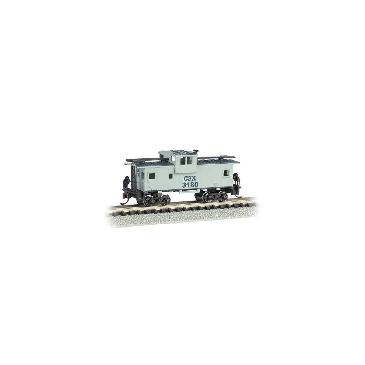 36′ Wide-Vision Caboose - Ready to Run - Silver Series(R) -- CSX Transportation 3180 (gray, blue), N, Bachmann Industries 7075