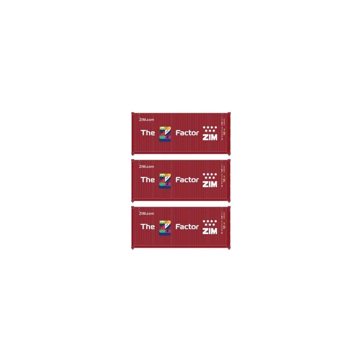 20′ Fully Corrugated Container - 3-Pack -- ZIM (The Z Factor), HO, Walthers SceneMaster 18057