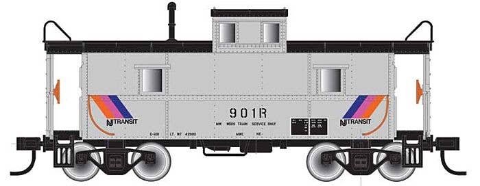 C&O-Style Steel Center-Cupola Caboose - Ready to Run -- NJ Transit 901 (silver, black, magenta, orange, blue), HO, Trainman 2000