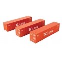 40′ Flat Panel Container - 3-Pack -- K-Line, HO, Walthers SceneMaster 18204