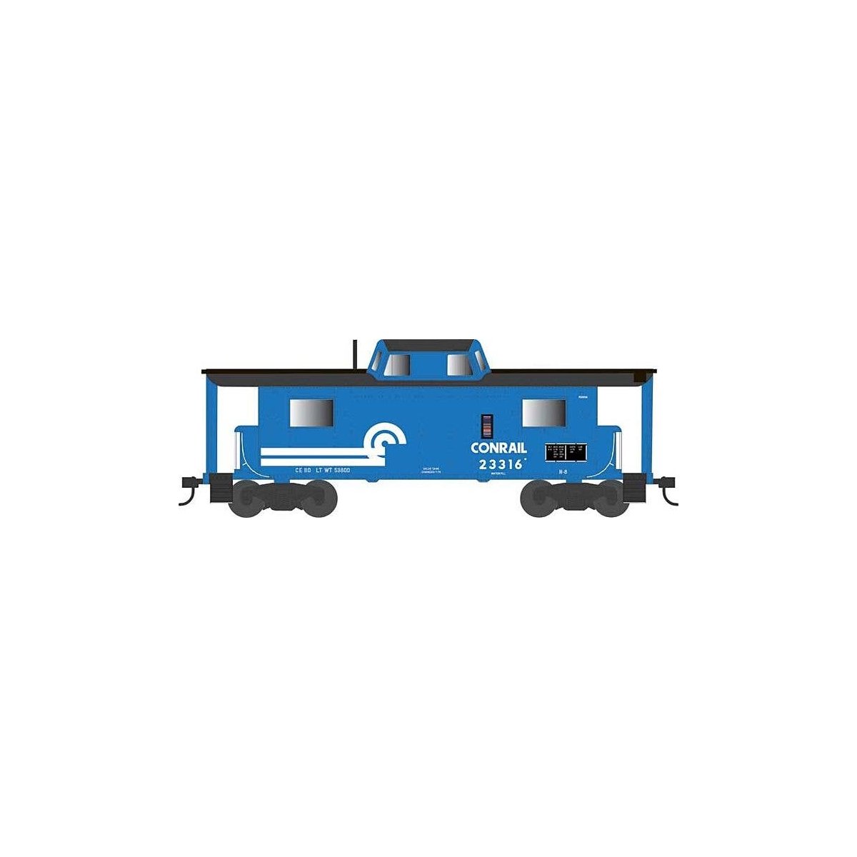 PRR Class N8 Steel Center-Cupola Cabin Car (Caboose) - Ready to Run -- Conrail 23316 (blue, black, white), HO, Bowser Manufactur